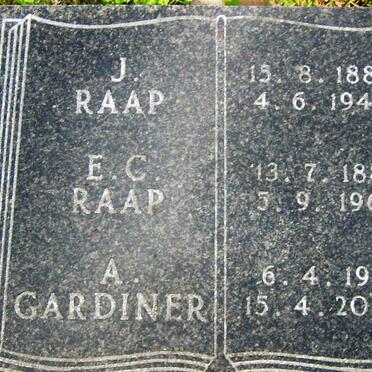 RAAP J. 1884-1940 :: RAAP E.C. 1881-1962 :: GARDINER A. 1912-2000