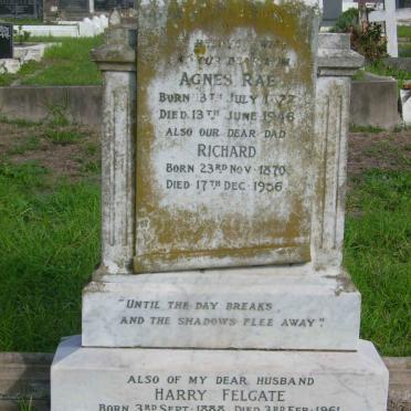 RAE Richard 1870-1956 &amp; Agnes 1872-1946 ::  FELGATE Harry 1888-1961