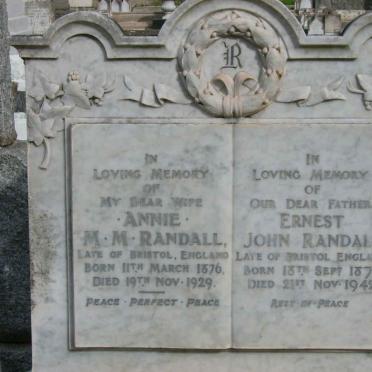 RANDALL Ernest John 1875-1942 &amp; Annie M.M. 1876-1929