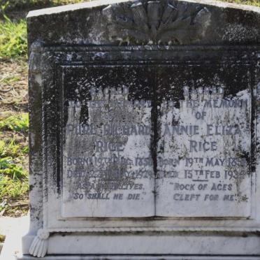RICE Purl Richard 1850-1929 &amp; Annie Eliza 1851-1934