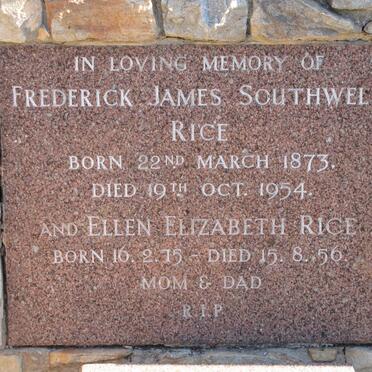 RICE Frederick James Southwell 1873-1954 &amp;  Ellen Elizabeth 1875-1956