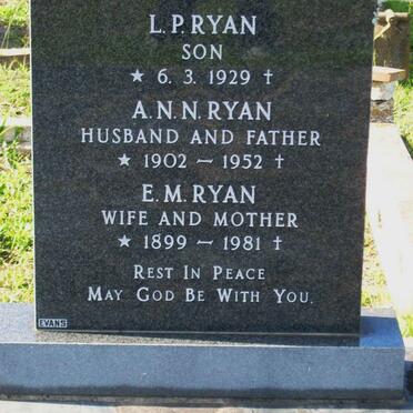 RYAN A.N.N. 1902-1952 &amp; E.M. 1899-1981 :: RYAN L.P. 1929-1929