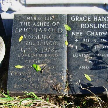 ROSLING Eric Harold 1908-1978 &amp; Grace Hannah CHADWICK 1908-2001