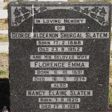 SLATEM George Algernon Shurgal 1888-1952 &amp; Florence Emma 1891-1974