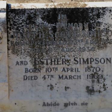 SIMPSON Joseph Scott 1857-1934 &amp; Ester 1870-1962