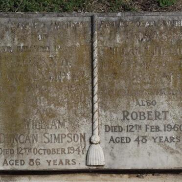 SIMPSON William Duncan -1947 &amp; Elizabeth Cowan -1936 :: SIMPSON Thomas Duncan -1954 :: SIMPSON Robert -1960