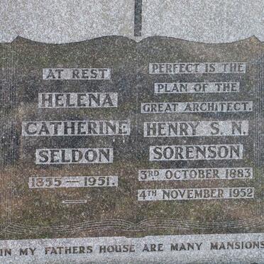 SELDON   Helena Catherine 1855-1951 :: SORENSON  Henry S.N. 1883-1952