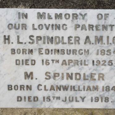 SPINDLER H.L. 1854-1925 &amp; M. 1843-1918