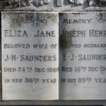 SAUNDERS Joseph Henry -1946 &amp; Eliza Jane -1940