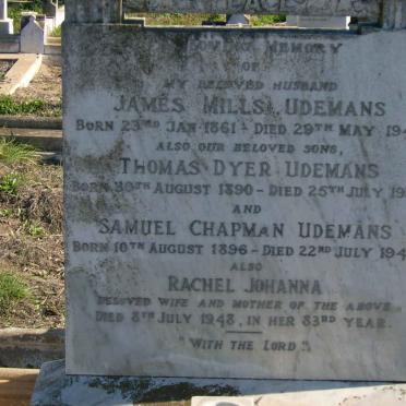 UDEMANS James Mills 1861-1946 :: UDEMANS Thomas Dyer 1890-1935 :: UDEMANS Samuel Chapman 1896-1942 &amp; Rachel Johanna -1948 