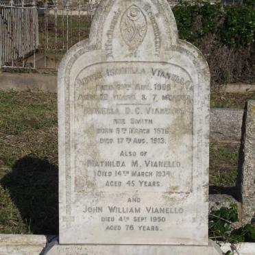 VIANELLO John William -1950 &amp; Isabella D.C. SMITH 1876-1913 :: VIANELLO Agnes Isabella -1906 :: VIANELLO Mathilda M. -1934