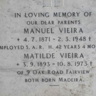 VIERA Manuel 1871-1948 &amp; Matilde 1893-1973