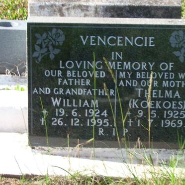 VENCENCIE William 1924-1995 &amp; Thelma 1925-1969