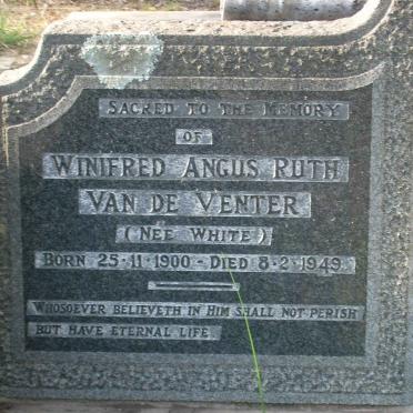 VENTER Winifred Agnes Ruth, van de nee WHITE 1900-1949
