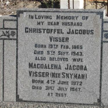 VISSER Christoffel Jacobus 1865-1943 &amp; Magdalena Jacoba SNYMAN 1872-1947