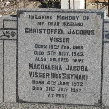 VISSER Christoffel Jacobus 1865-1943 &amp; Magdalena Jacoba SNYMAN 1872-1947