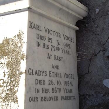 VOGEL Karl Victor -1965 &amp; Gladys Ethel -1984