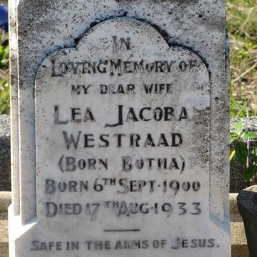 WESTRAAD Lea Jacoba nee BOTHA 1900-1933