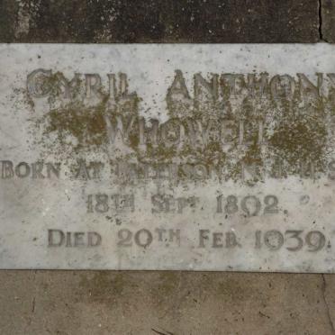 WHOWELL Cyril Anthony 1892-1939