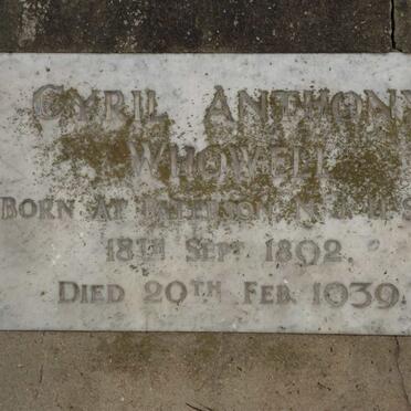 WHOWELL Cyril Anthony 1892-1939