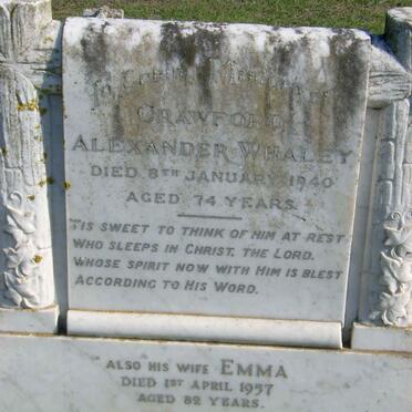 WHALEY Crawford Alexander -1940  &amp; Emma -1957