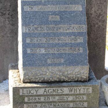 WHYTE Francis Durant 1902-1945 :: Lucy Agnes 1903-1952