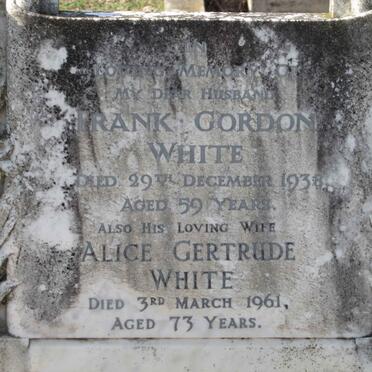 WHITE Frank Gordon -1938  &amp; Alice Gertrude -1961