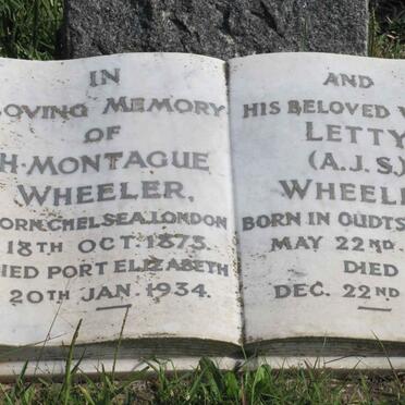 WHEELER H. Montague 1873-1934 &amp; A J S 1876-1971