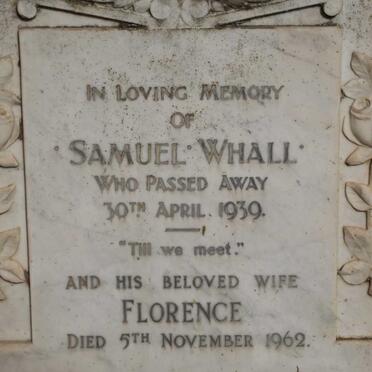 WHALL Samuel -1939 &amp; Florence -1962