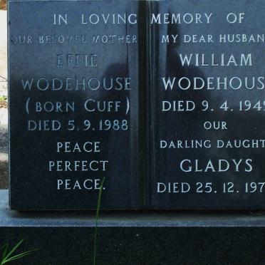 WODEHOUSE William -1949 &amp; Effie CUFF -1988 :: WODEHOUSE Gladys -1973