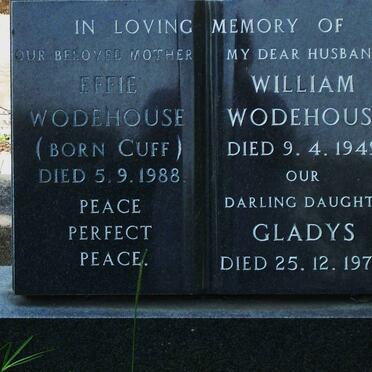 WODEHOUSE William -1949 &amp; Effie CUFF -1988 :: WODEHOUSE Gladys -1973