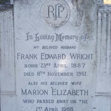 WRIGHT Frank Edward 1887-1951 &amp; Marion Elizabeth -1966