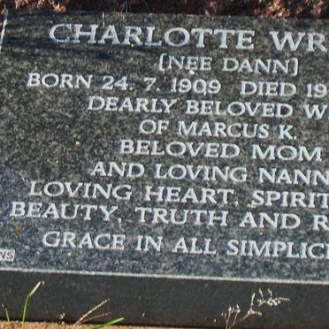 WRIGHT Charlotte nee DANN 1909-2000