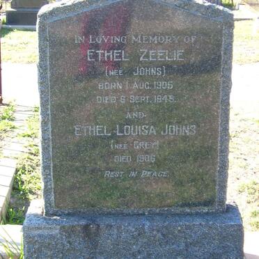 ZEELIE Ethel nee JOHNS 1905-1949 :: JOHNS Ethel Louisa nee GREY -19?6