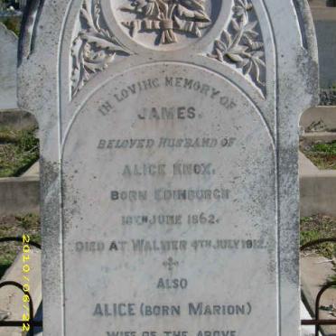 KNOX James 1862-1912 &amp; Alice nee MARION -1936