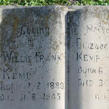 KEMP Willie Frank 1880-1945 &amp; Elizabeth J. 1887-1961
