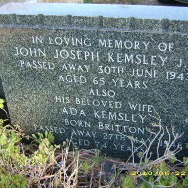 KEMSLEY John Joseph -1943 &amp; Ada BRITTON -1948