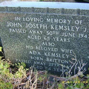 KEMSLEY John Joseph -1943 &amp; Ada BRITTON -1948