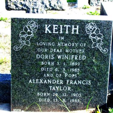 KEITH Alexander Francis Taylor 1905-1985 &amp; Doris Winifred 1899-1985