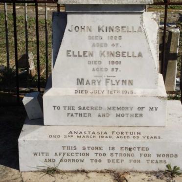 KINSELLA John -1886 &amp; Ellen -1901 :: FLYNN Mary -1915 :: FORTUIN Anastasia -1940