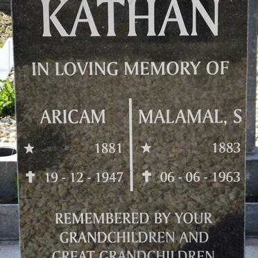 KATHAN Aricam 1881-1947 &amp; Malamal S. 1883-1963