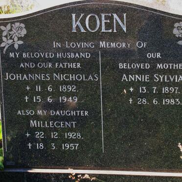KOEN Johannes Nicholas 1892-1949 &amp; Annie Sylvia 1897-1983 :: KOEN Millecent 1928-1983