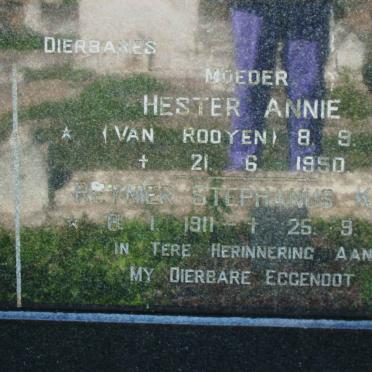 KOEN Hester Annie nee VAN ROOYEN 1884-1950 :: KOEN Reynier Stephanus 1911-1975