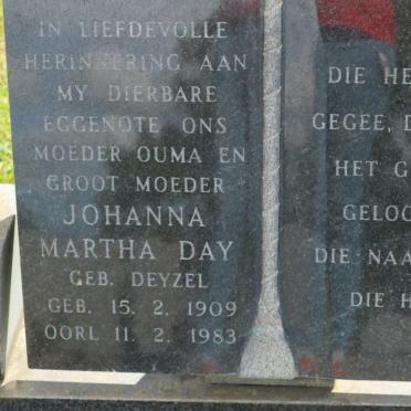 DAY Johanna Martha nee DEYZEL 1909-1983