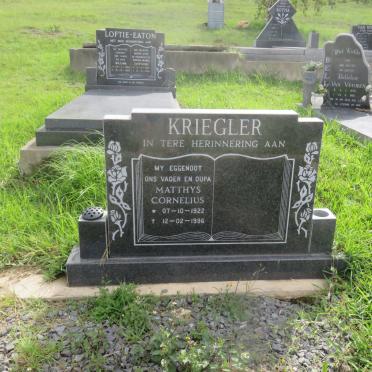 KRIEGLER Matthys Cornelius 1922-1996