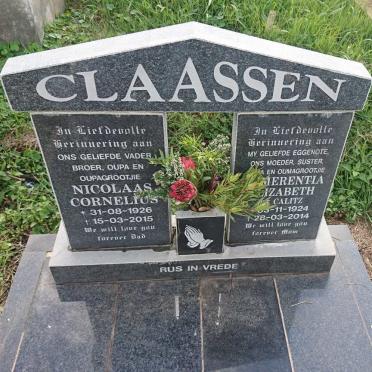 CLAASSEN Nicolaas Cornelius 1926-2015 &amp; Emmerentia Elizabeth 1924-2014