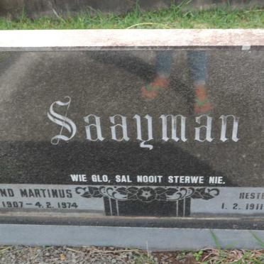 SAAYMAN Barend Martinus 1907-1974 &amp; Hester Catherina 1911-1998