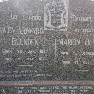 BLUNDEN Hedley Edward 1887-1974 &amp; Marion 1892-1958