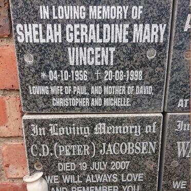 VINCENT Shelah Geraldine Mary 1956-1998 :: JACOBSEN C.D. -2007 :: EWERS Peter 1930-2020