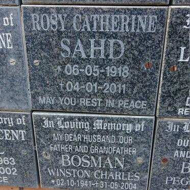SAHD Rosy Catherine 1918-2011 :: BOSMAN Winston Charles 1941-2004